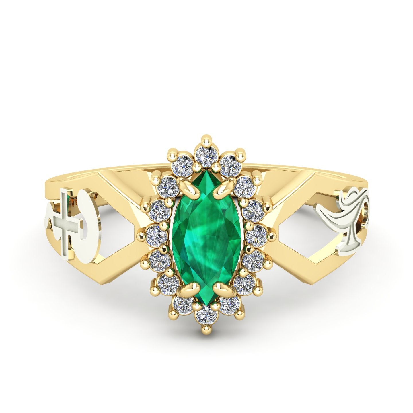 Anel de Formatura de Enfermagem Lovely V Ouro 18k