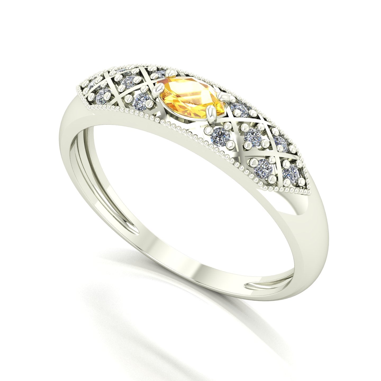 Anel Classic Citrino e Diamantes Naturais Ouro 18k