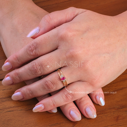 Anel de Formatura de Direito Eternus Ouro 18k