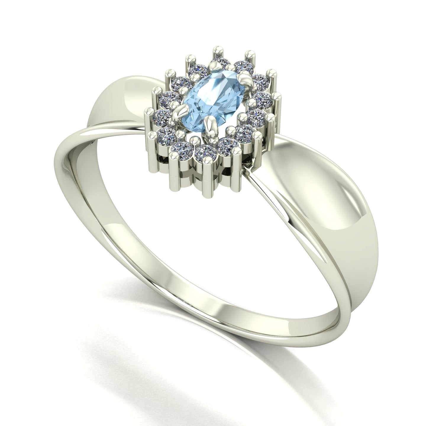 Anel Sovereign Água Marinha e Diamantes Ouro 18k