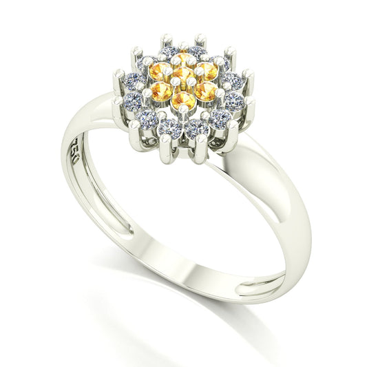 Anel Flower Citrino e Diamantes Ouro 18k