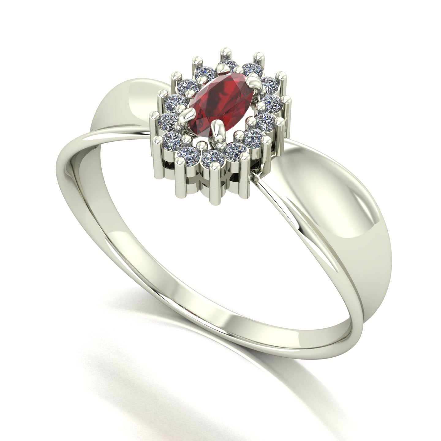 Anel Sovereign Granada e Diamantes Ouro 18k