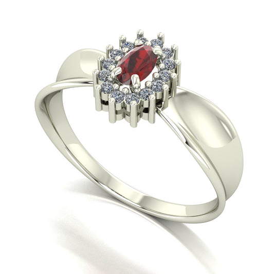 Anel Sovereign Granada e Diamantes Ouro 18k