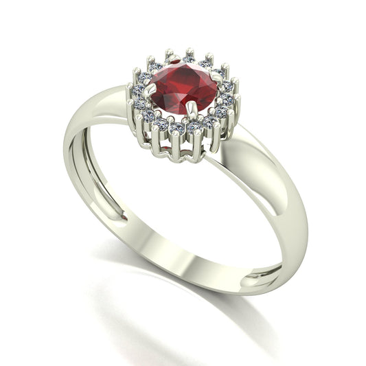 Anel Majestic Granada e Diamantes Naturais Ouro 18k