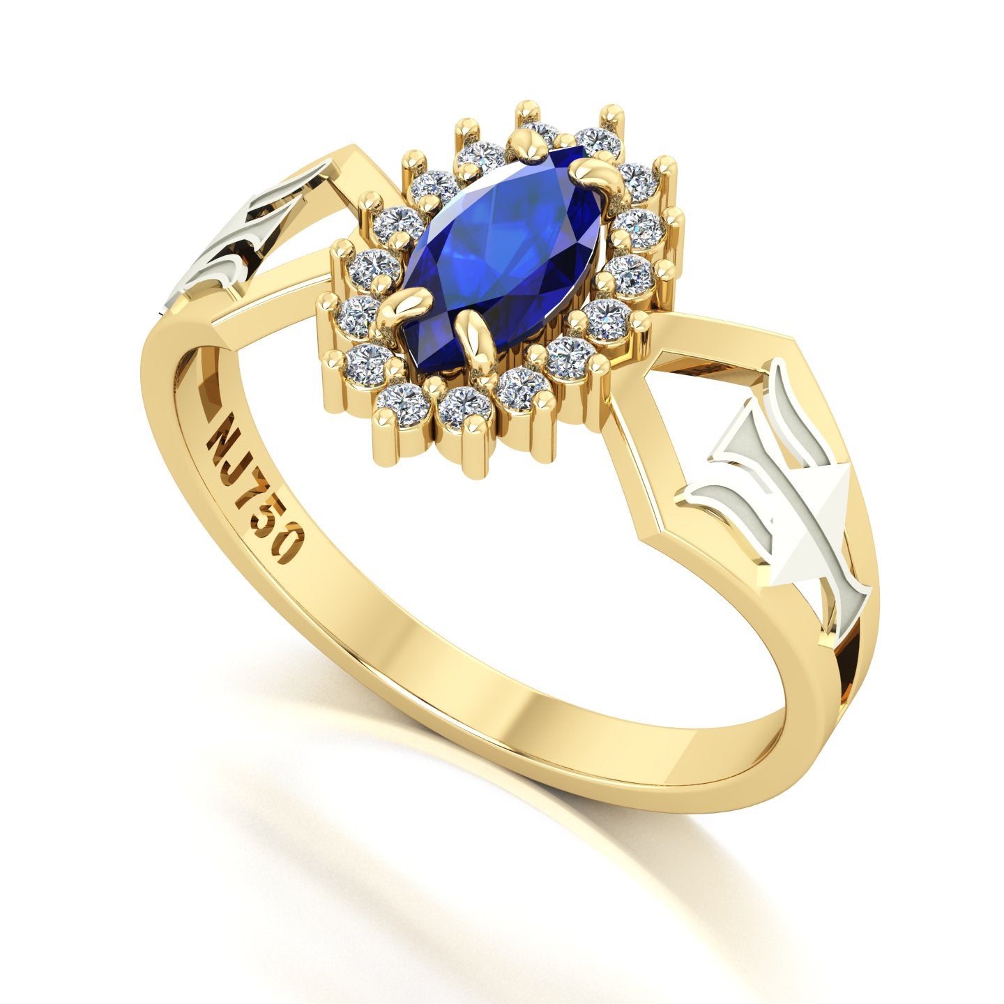 Anel de Formatura de Recursos Humanos Lovely V Ouro 18k