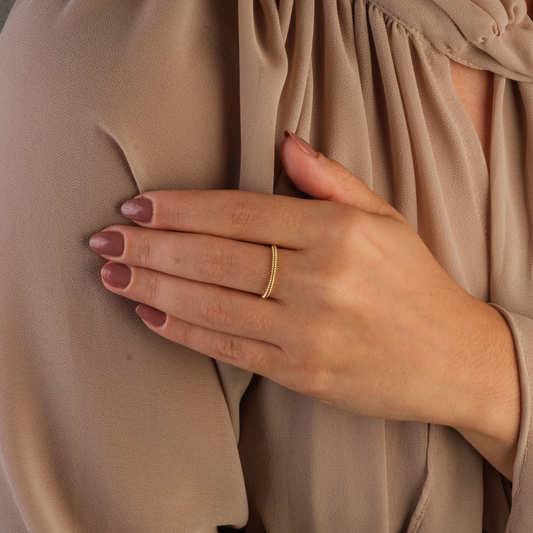 Anel Bolinhas Ouro 18k