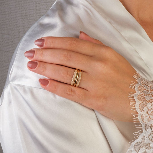 Par de Aparadores de Ouro 18k Cravejado Duplo