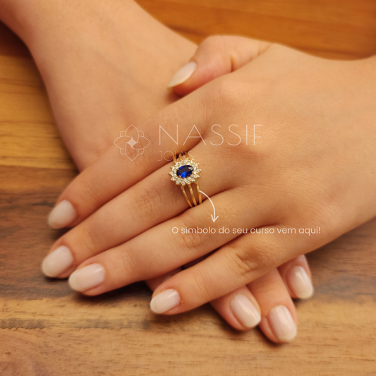 Anel de Formatura de Matemática Bright Ouro 18k