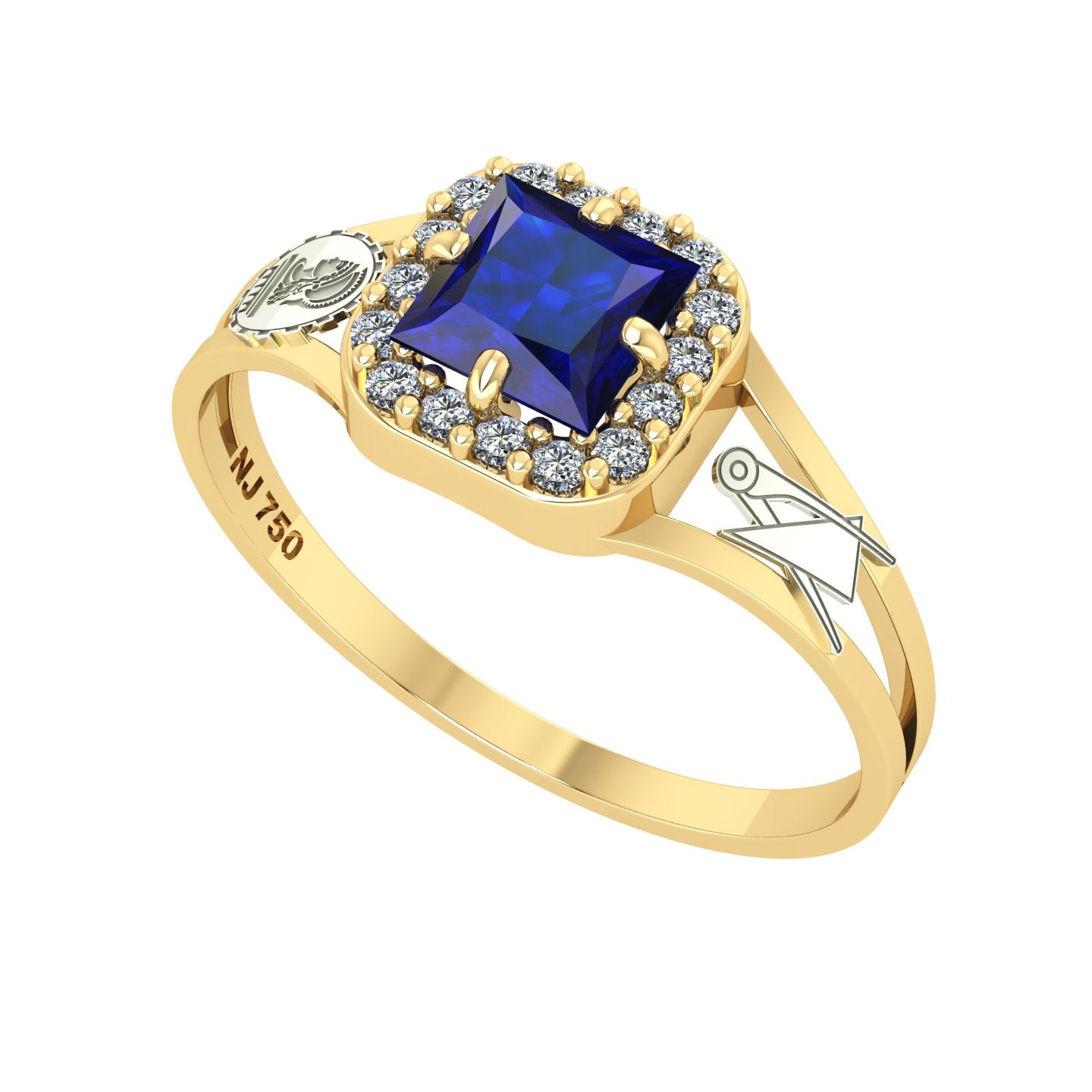 Anel de Formatura de Engenharia Civil Big Square Ouro 18k