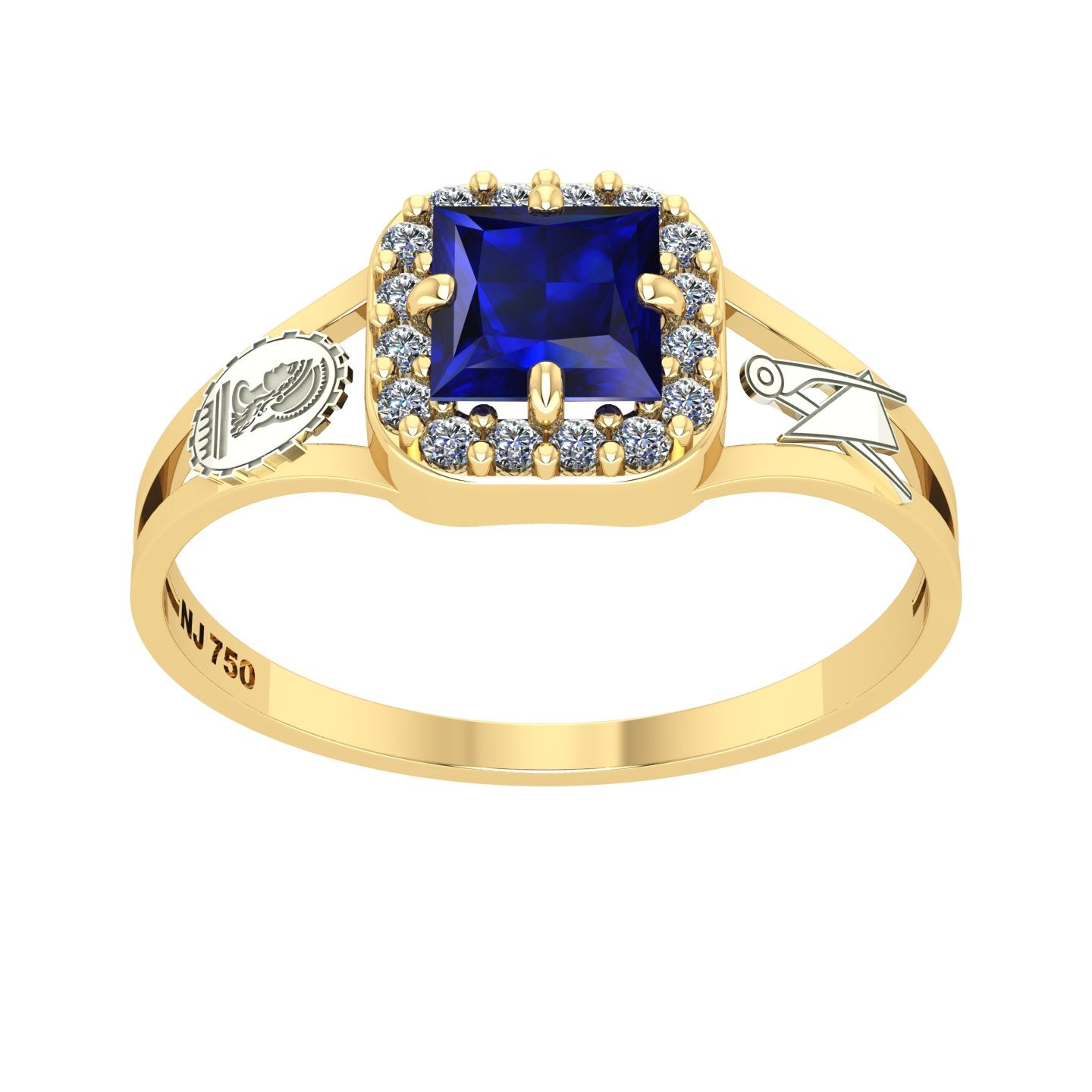 Anel de Formatura de Engenharia Civil Big Square Ouro 18k