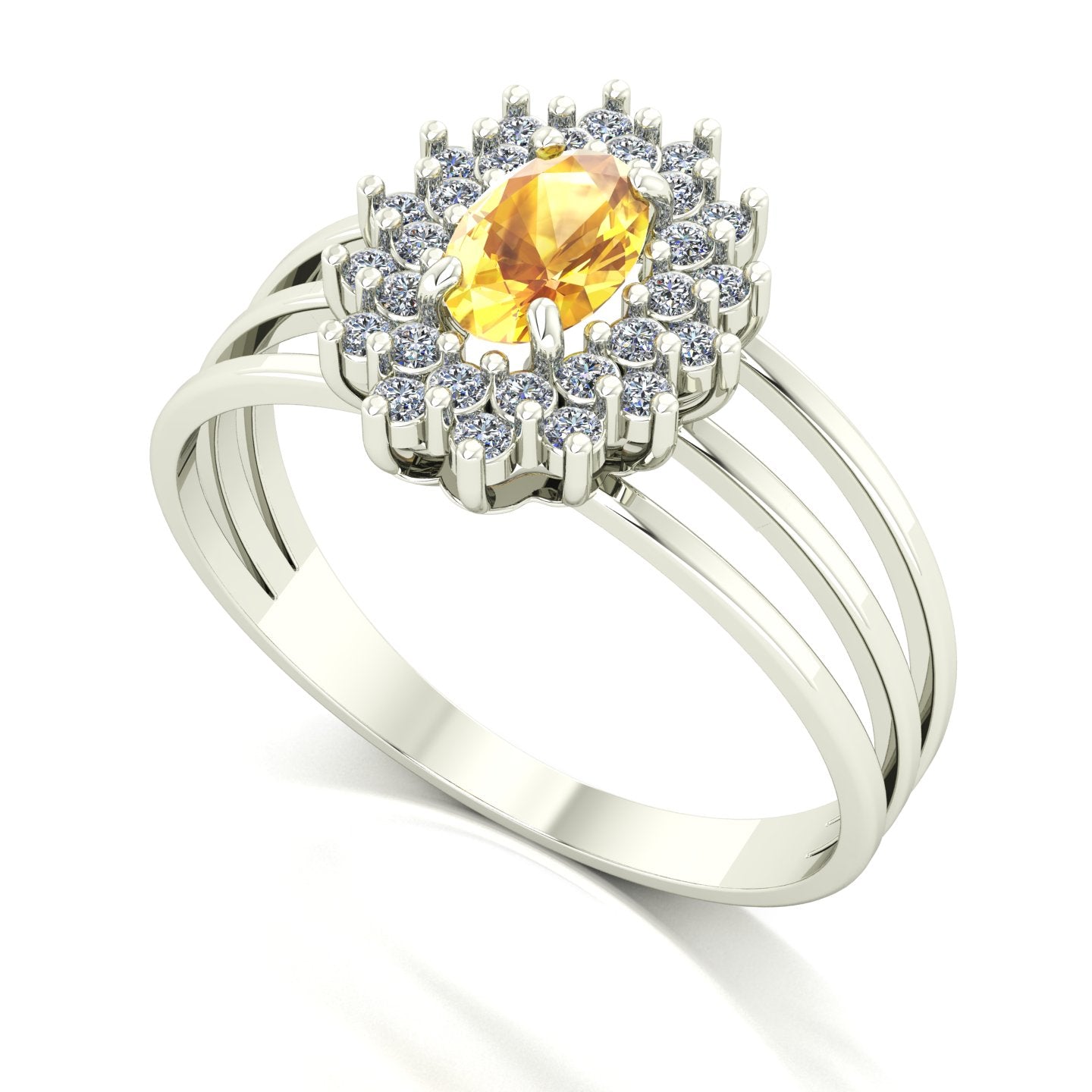 Anel Bright Citrino e Diamantes Ouro 18k