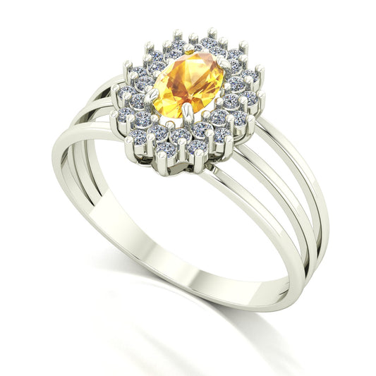 Anel Bright Citrino e Diamantes Ouro 18k