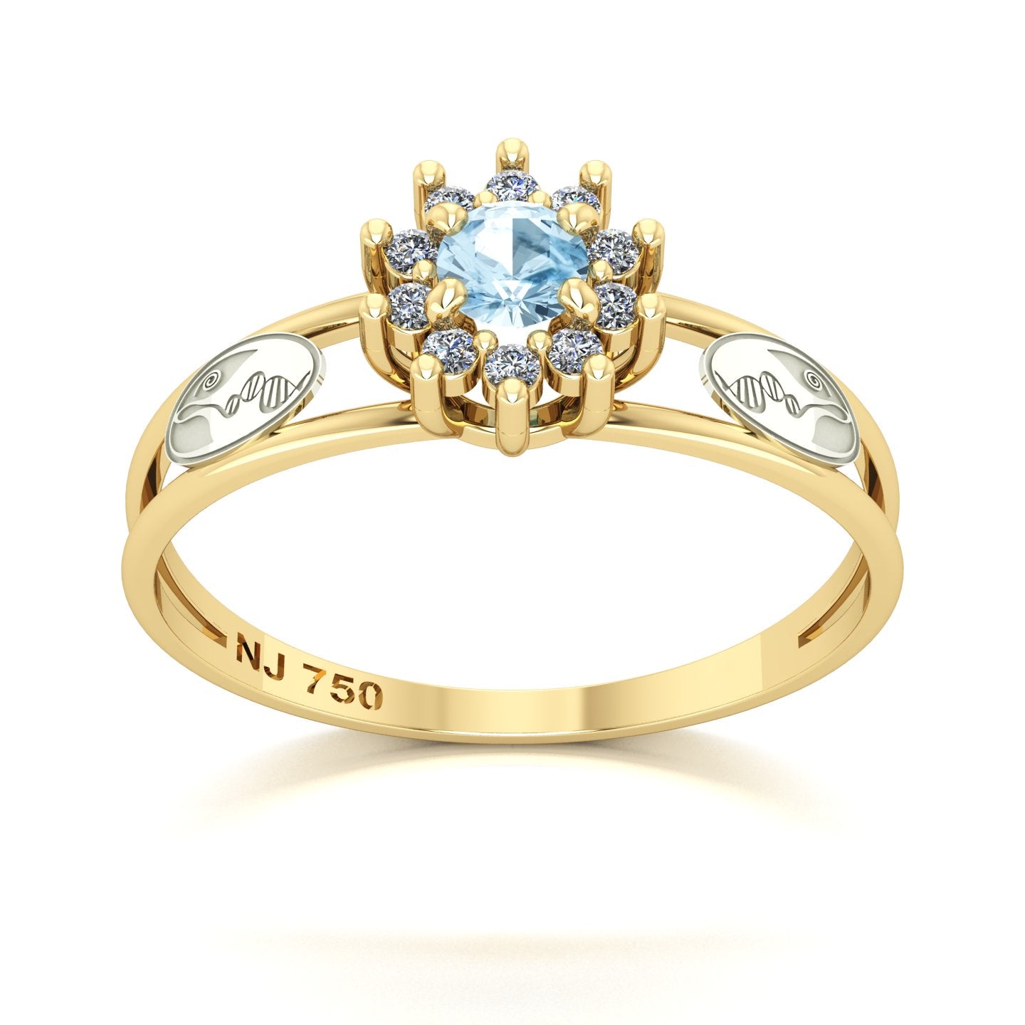 Anel de Formatura de Biologia Crown Ouro 18k