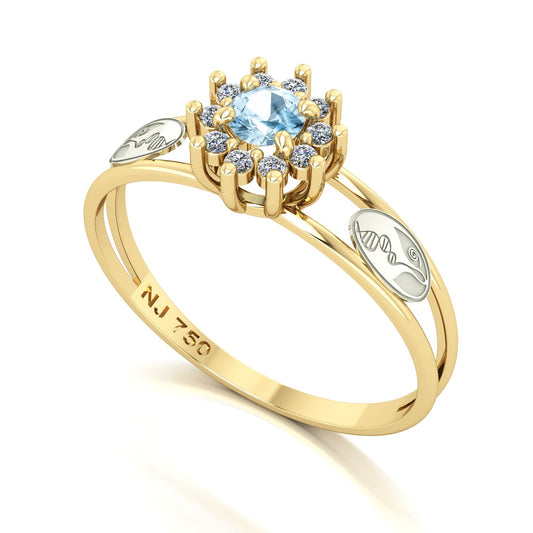 Anel de Formatura de Biologia Crown Ouro 18k