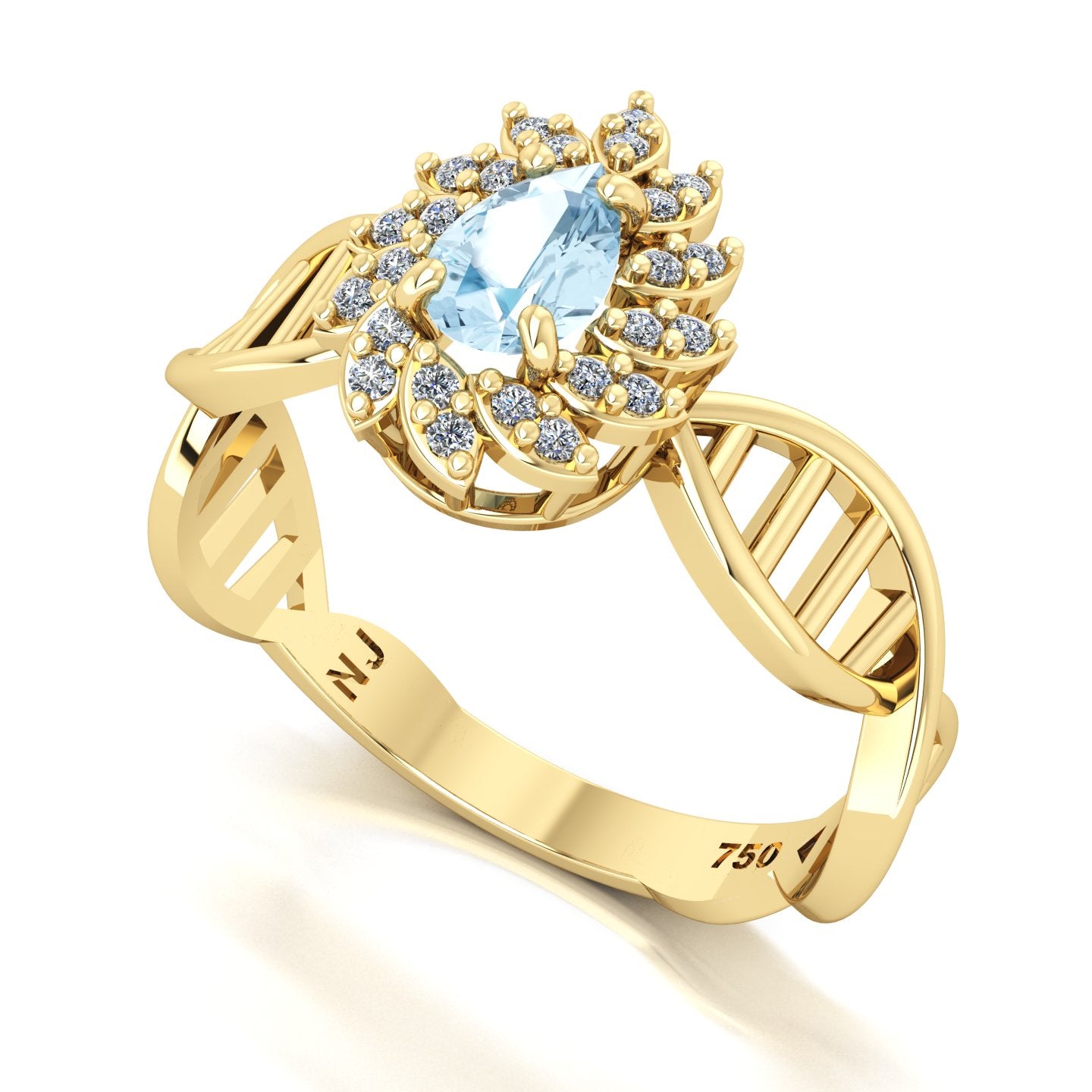 Anel de Formatura de Biologia DNA Ouro 18k