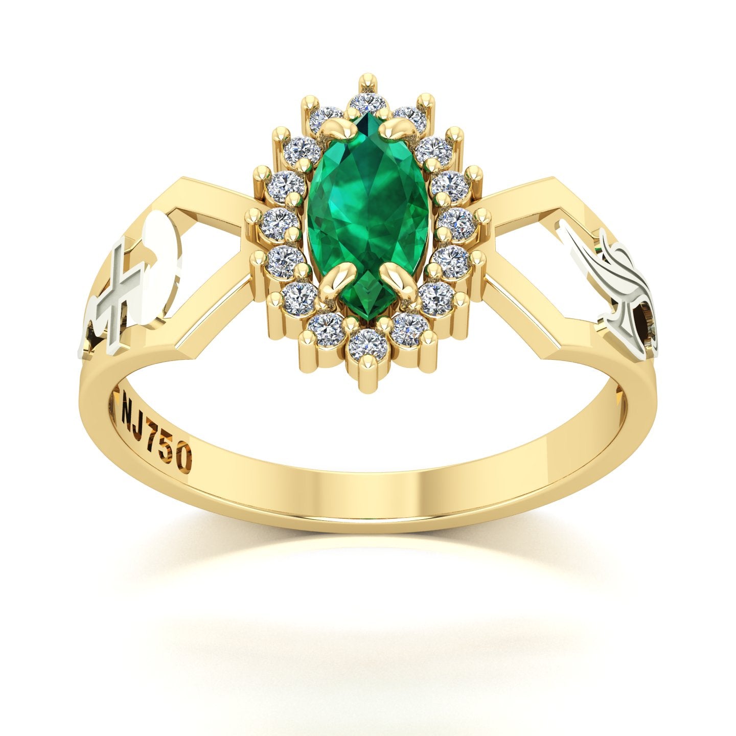 Anel de Formatura de Enfermagem Lovely V Ouro 18k