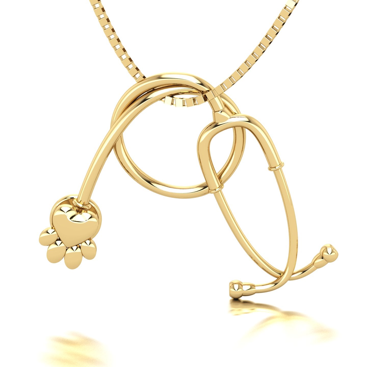 Pingente de Estetoscópio com Patinha Ouro 18k