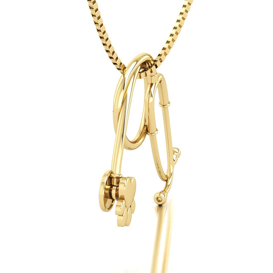 Pingente de Estetoscópio com Patinha Ouro 18k