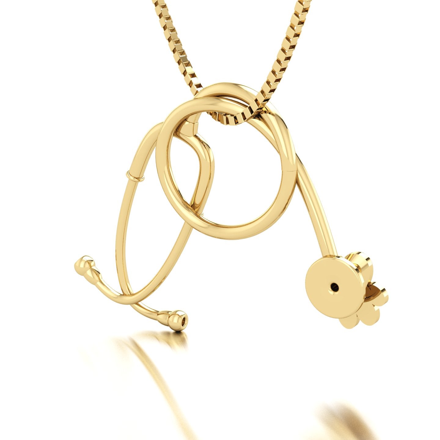 Pingente de Estetoscópio com Patinha Ouro 18k