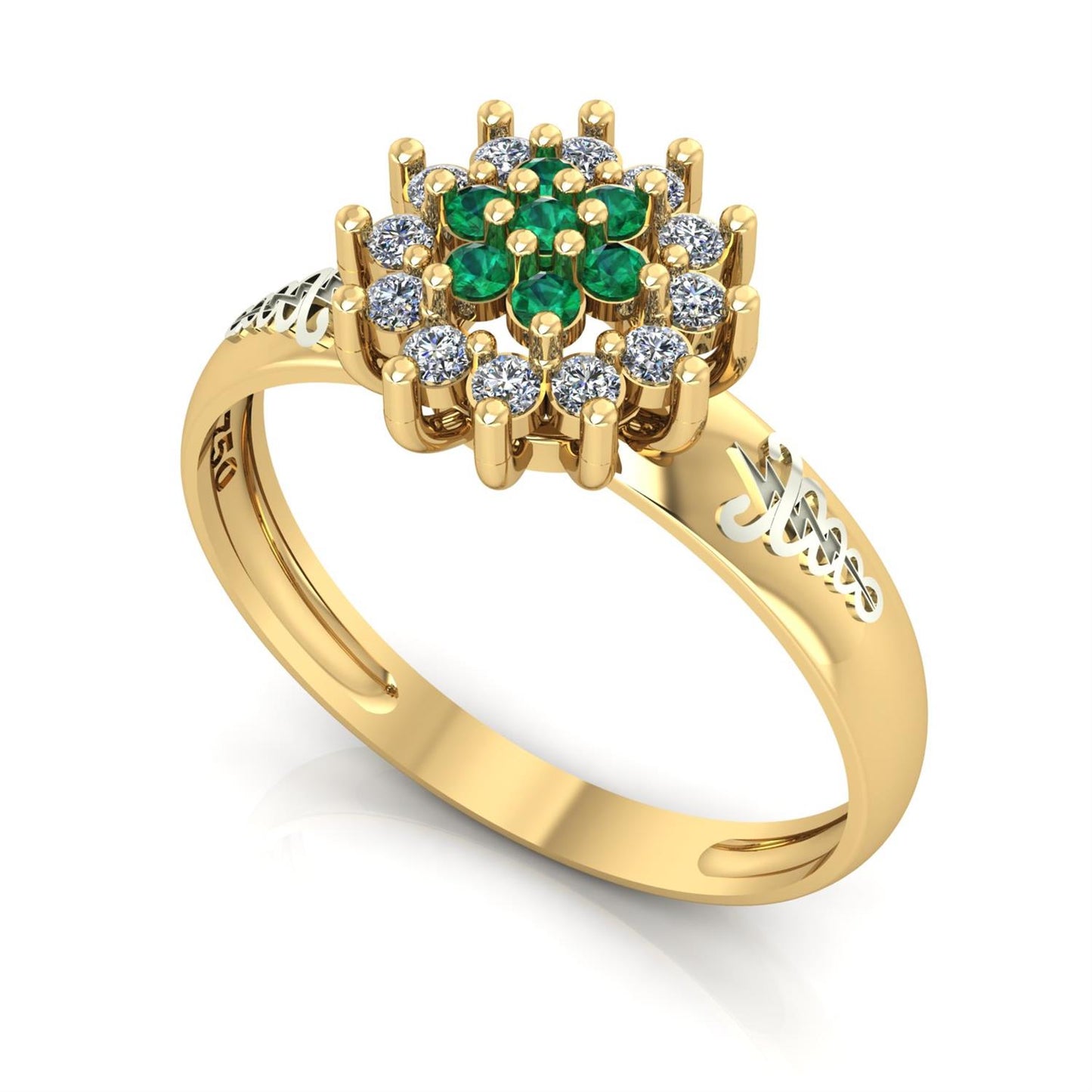 Anel de Formatura de Fisioterapia Flower Ouro 18k