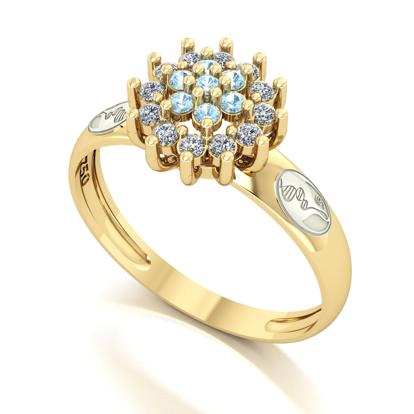 Anel de Formatura de Biologia Flower Ouro 18k