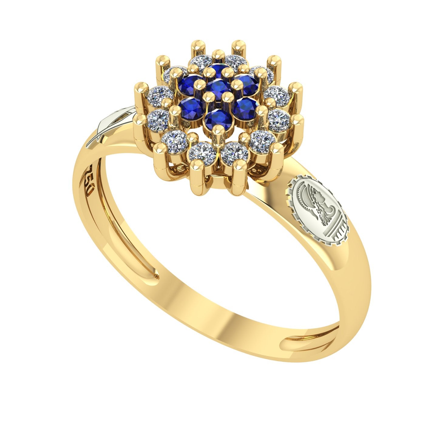 Anel de Formatura de Engenharia Civil Flower Ouro 18k