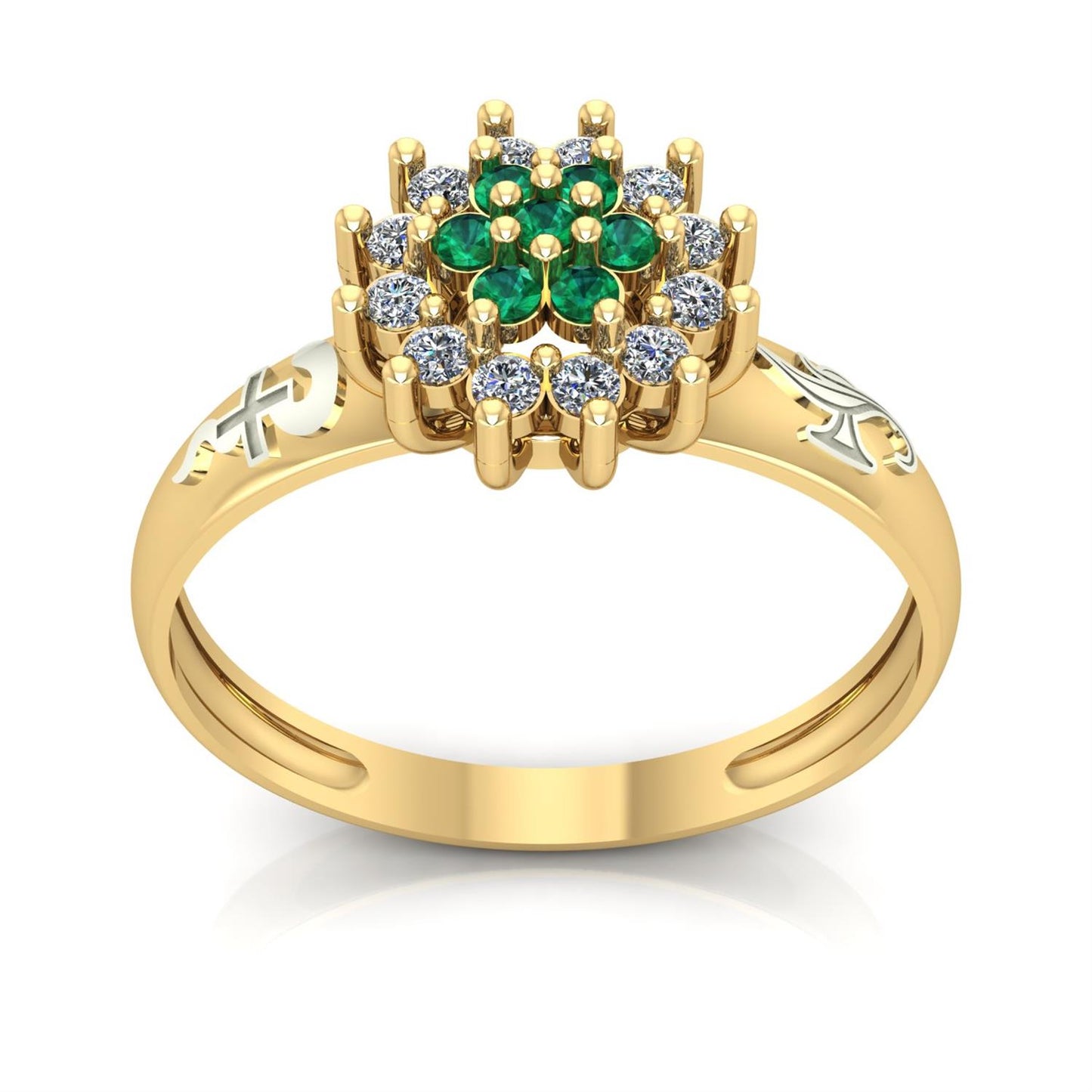Anel de Formatura de Enfermagem Flower Ouro 18k