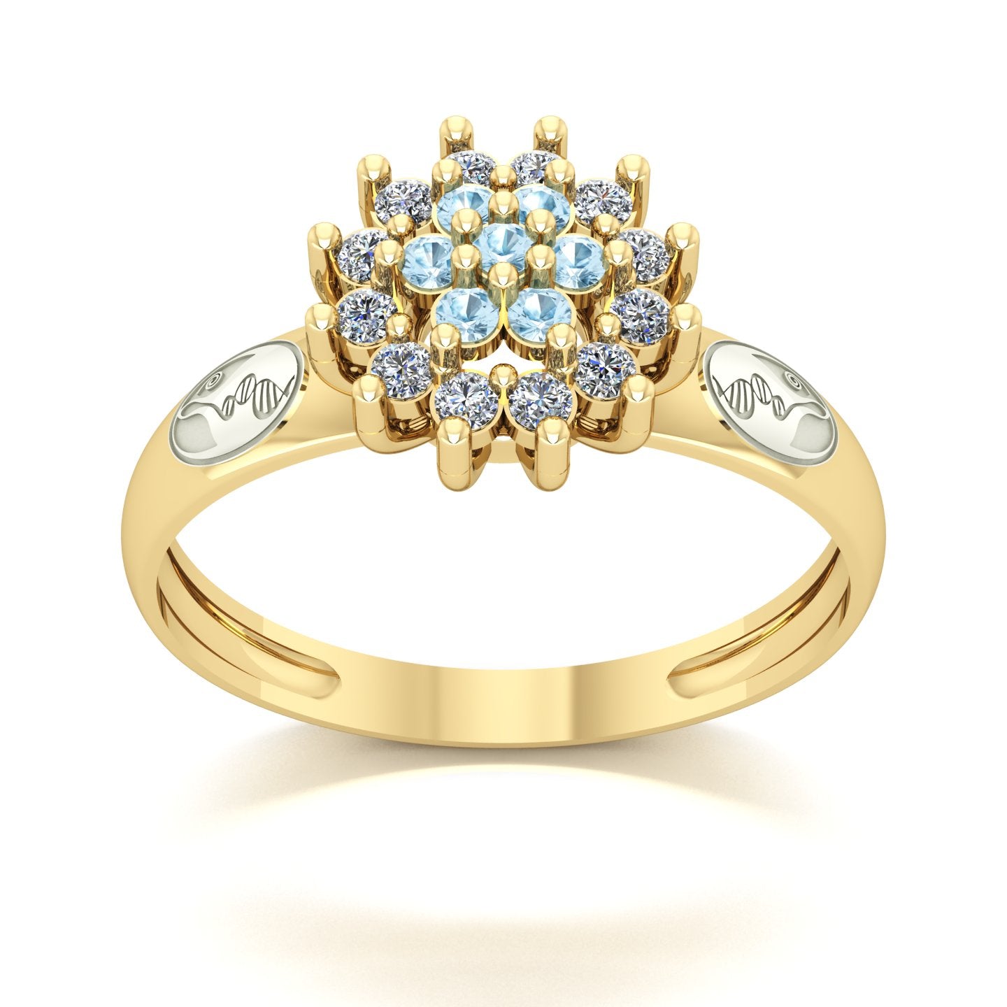 Anel de Formatura de Biologia Flower Ouro 18k