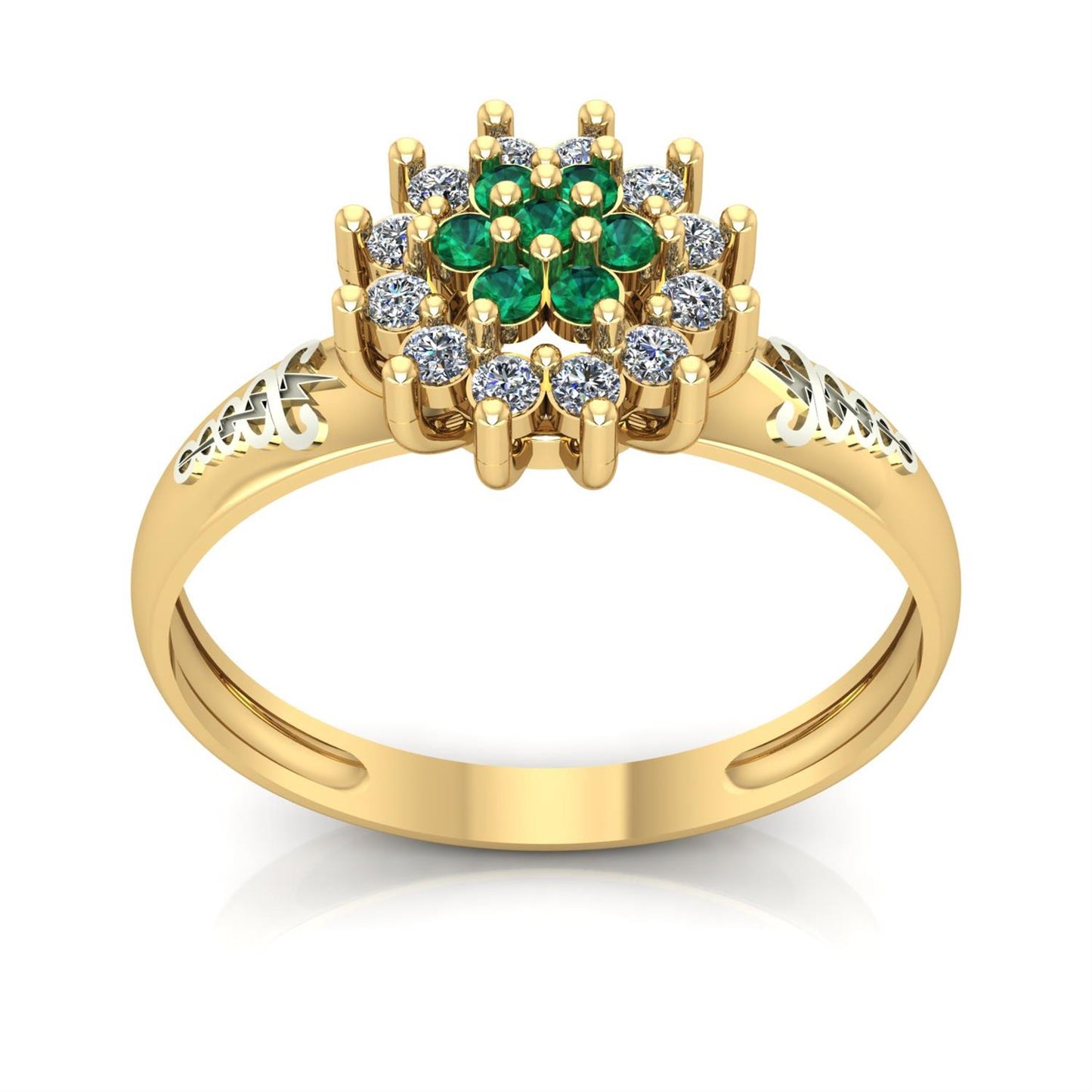 Anel de Formatura de Fisioterapia Flower Ouro 18k