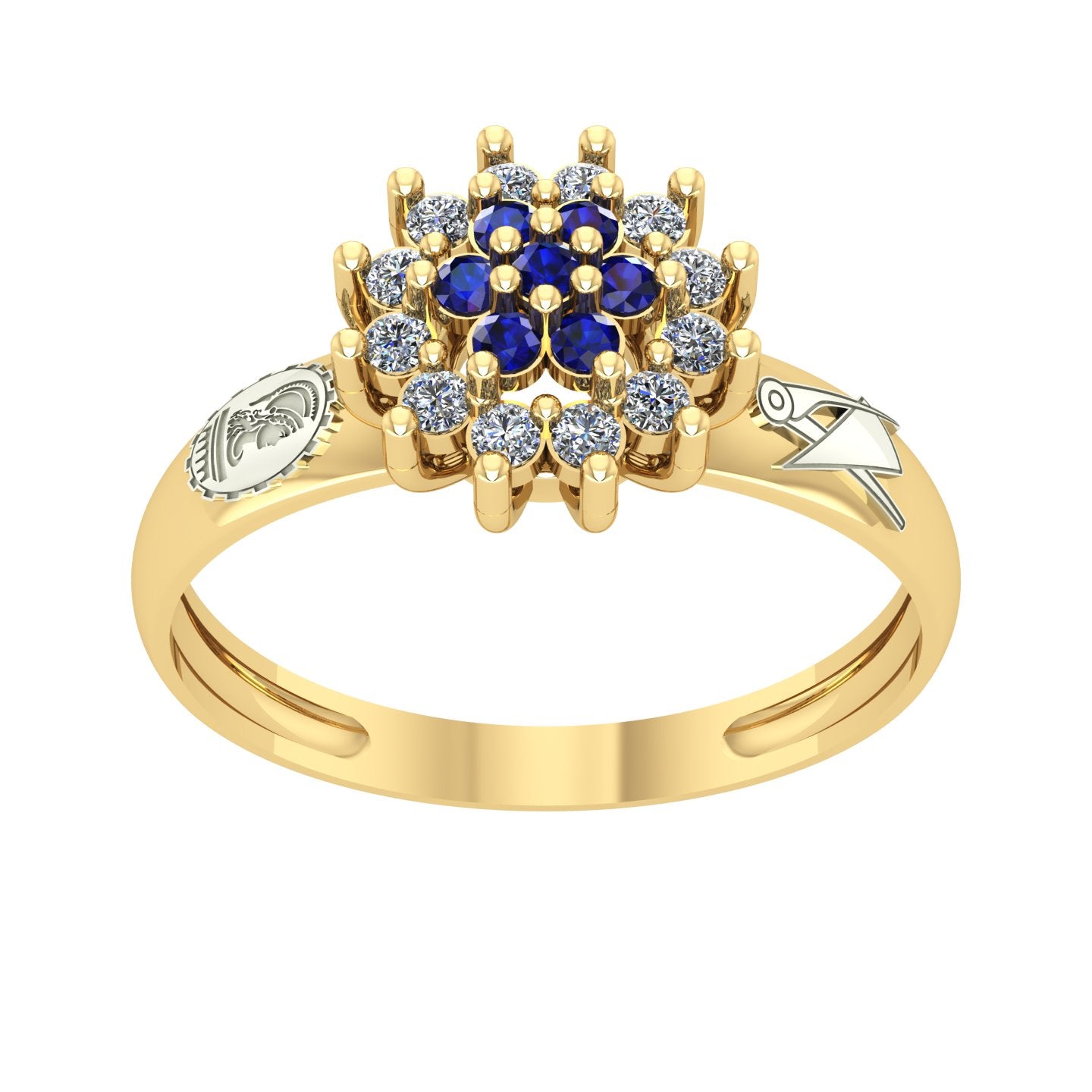 Anel de Formatura de Engenharia Civil Flower Ouro 18k