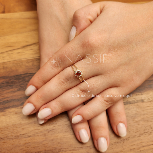 Anel de Formatura Odontologia Crown Ouro 18k