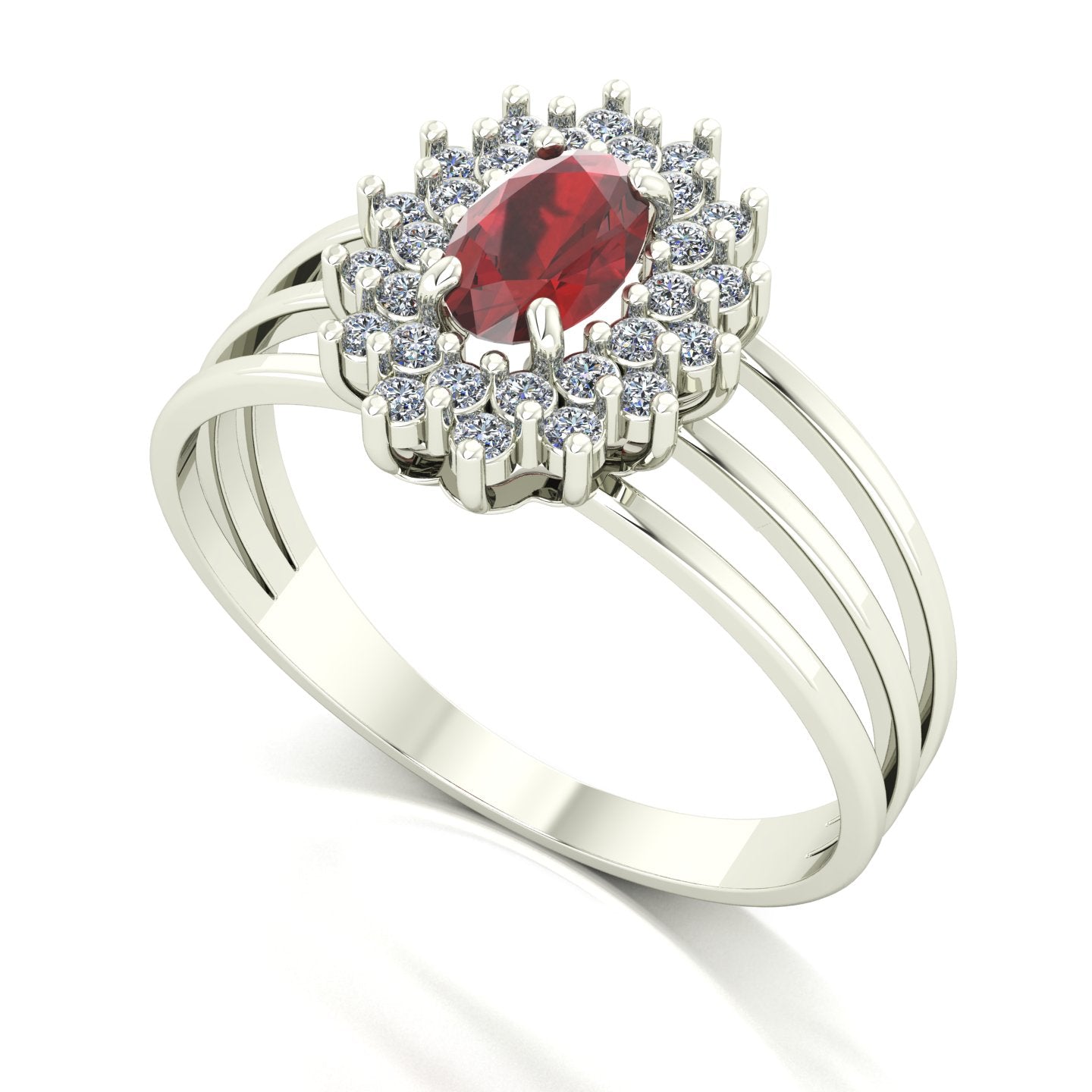 Anel Bright Granada e Diamantes Ouro 18k