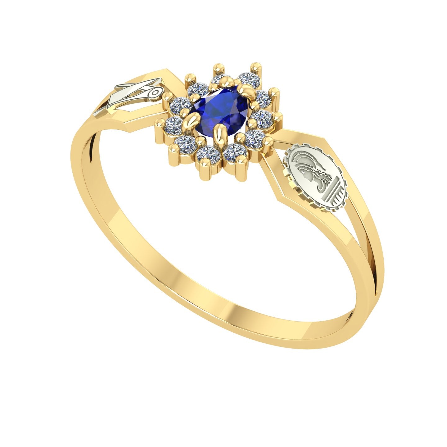 Anel de Formatura de Engenharia Civil Lovely III Ouro 18k