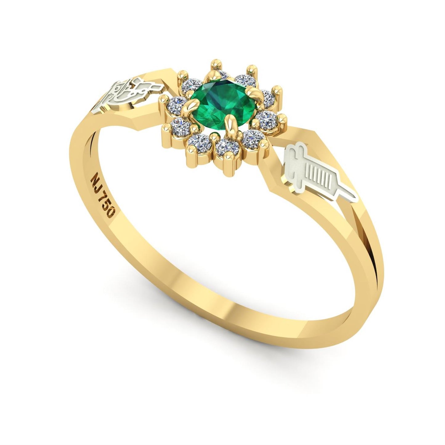 Anel de Formatura de Biomedicina Lovely II Ouro 18k