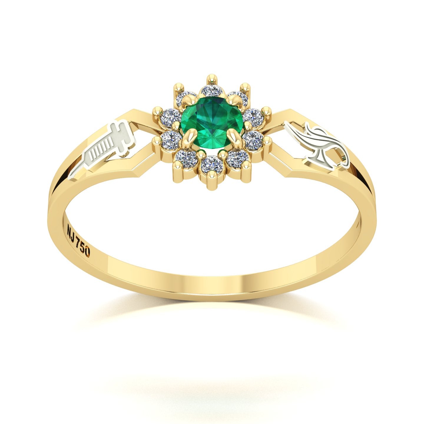 Anel de Formatura de Técnico em Enfermagem Lovely II Ouro 18k