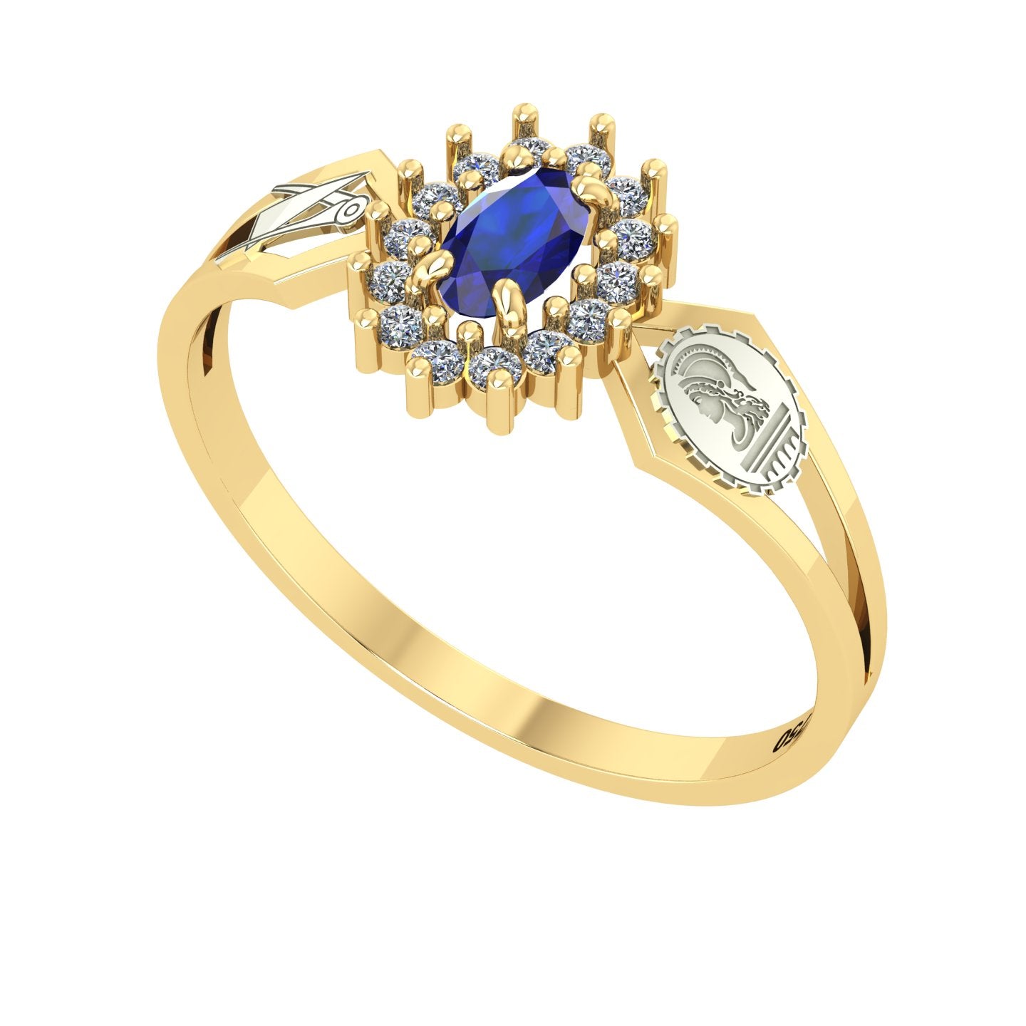 Anel de Formatura de Engenharia Civil Lovely IV Ouro 18k