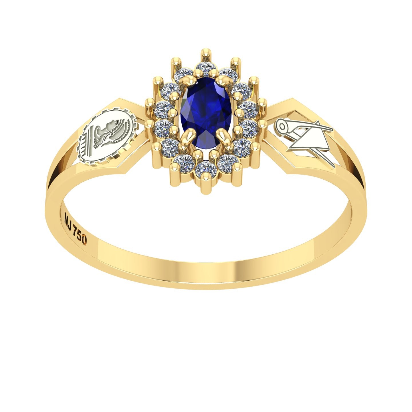 Anel de Formatura de Engenharia Civil Lovely IV Ouro 18k