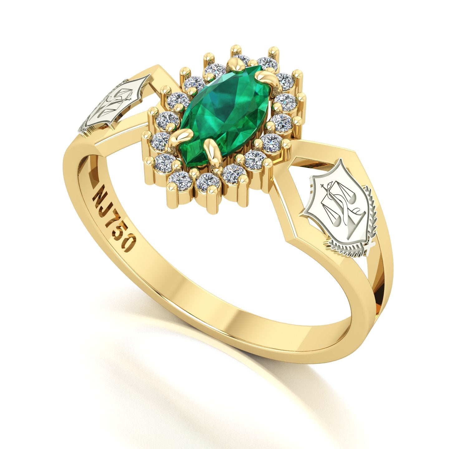 Anel de Formatura de Nutrição Lovely V Ouro 18k