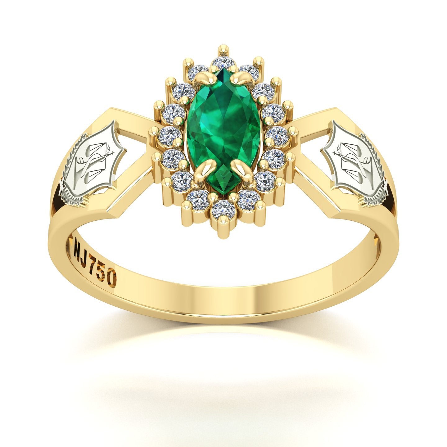 Anel de Formatura de Nutrição Lovely V Ouro 18k