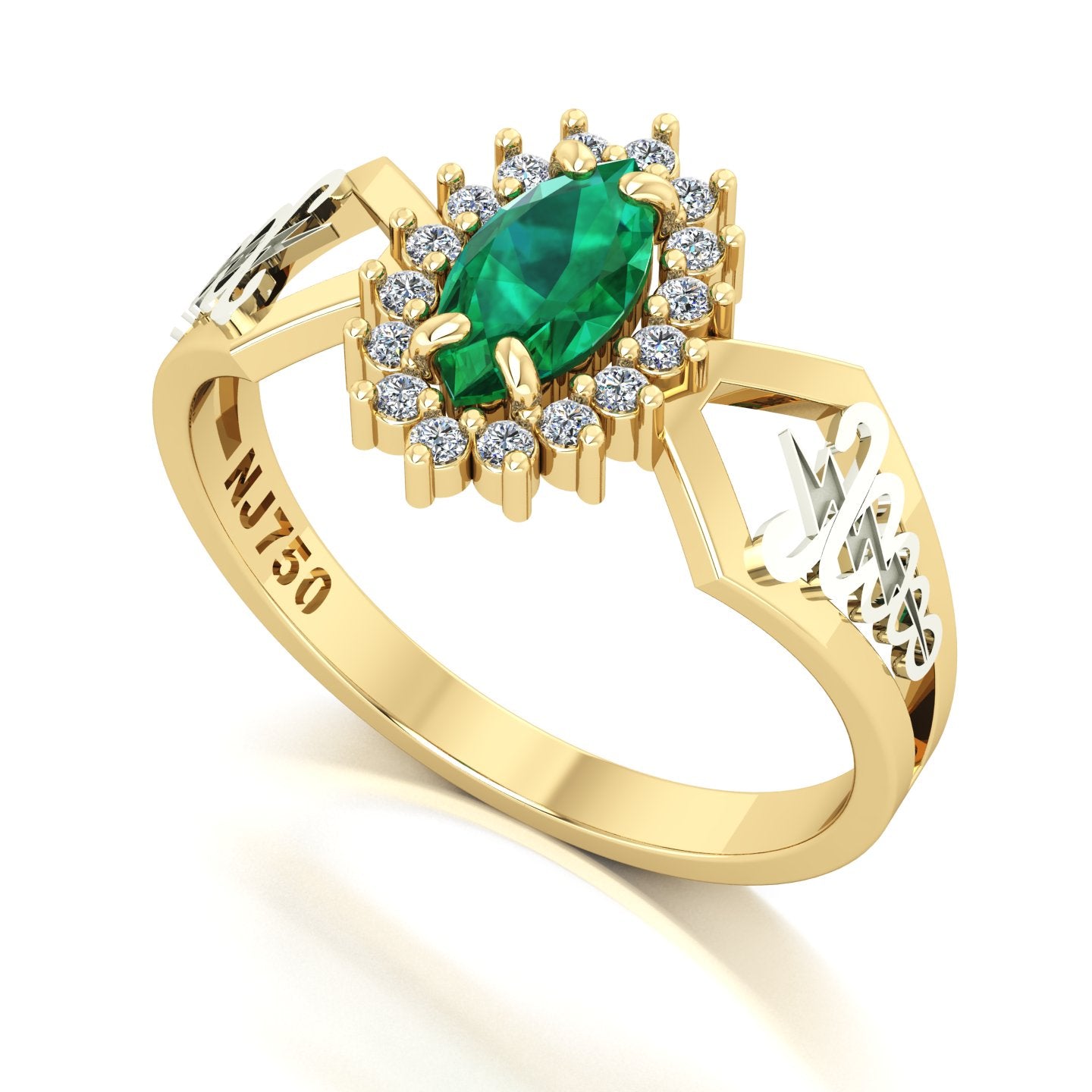 Anel de Formatura de Fisioterapia Lovely V Ouro 18k