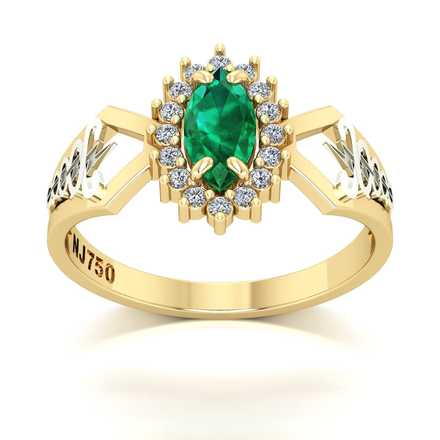 Anel de Formatura de Fisioterapia Lovely V Ouro 18k