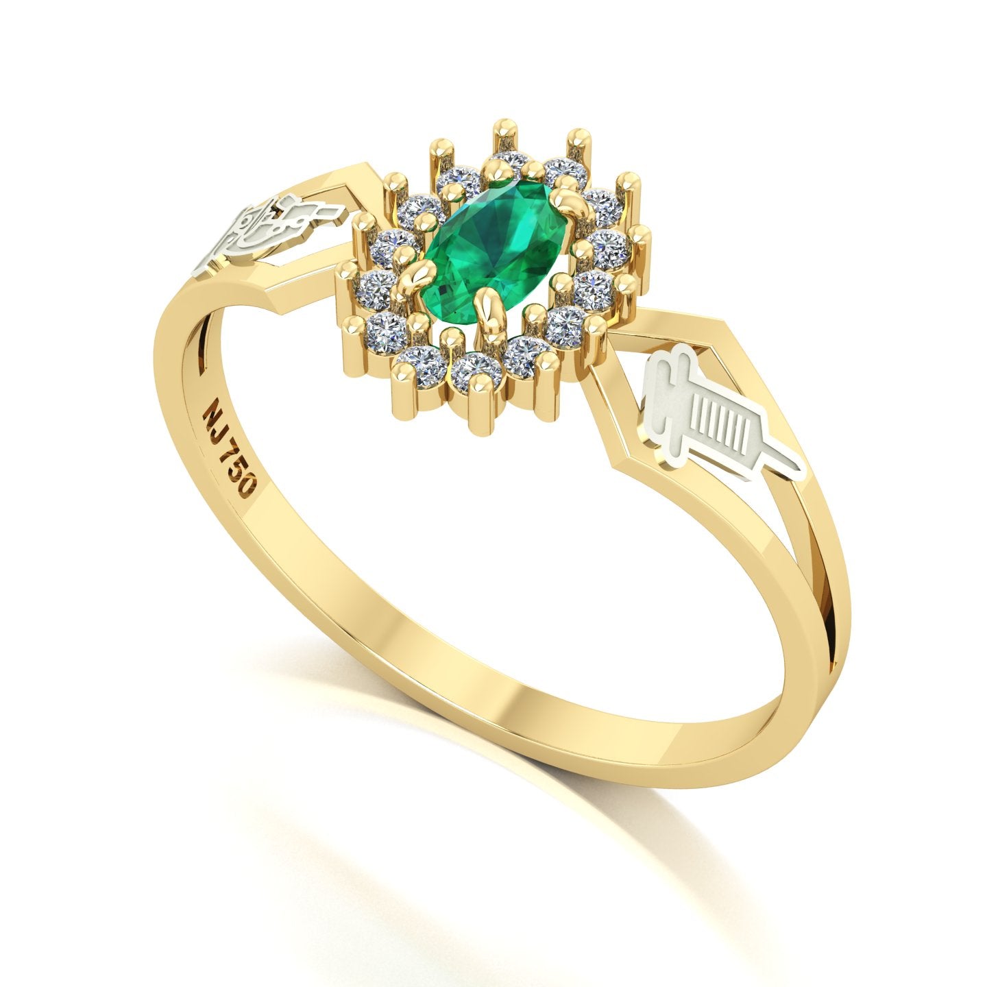 Anel de Formatura de Biomedicina Lovely IV Ouro 18k
