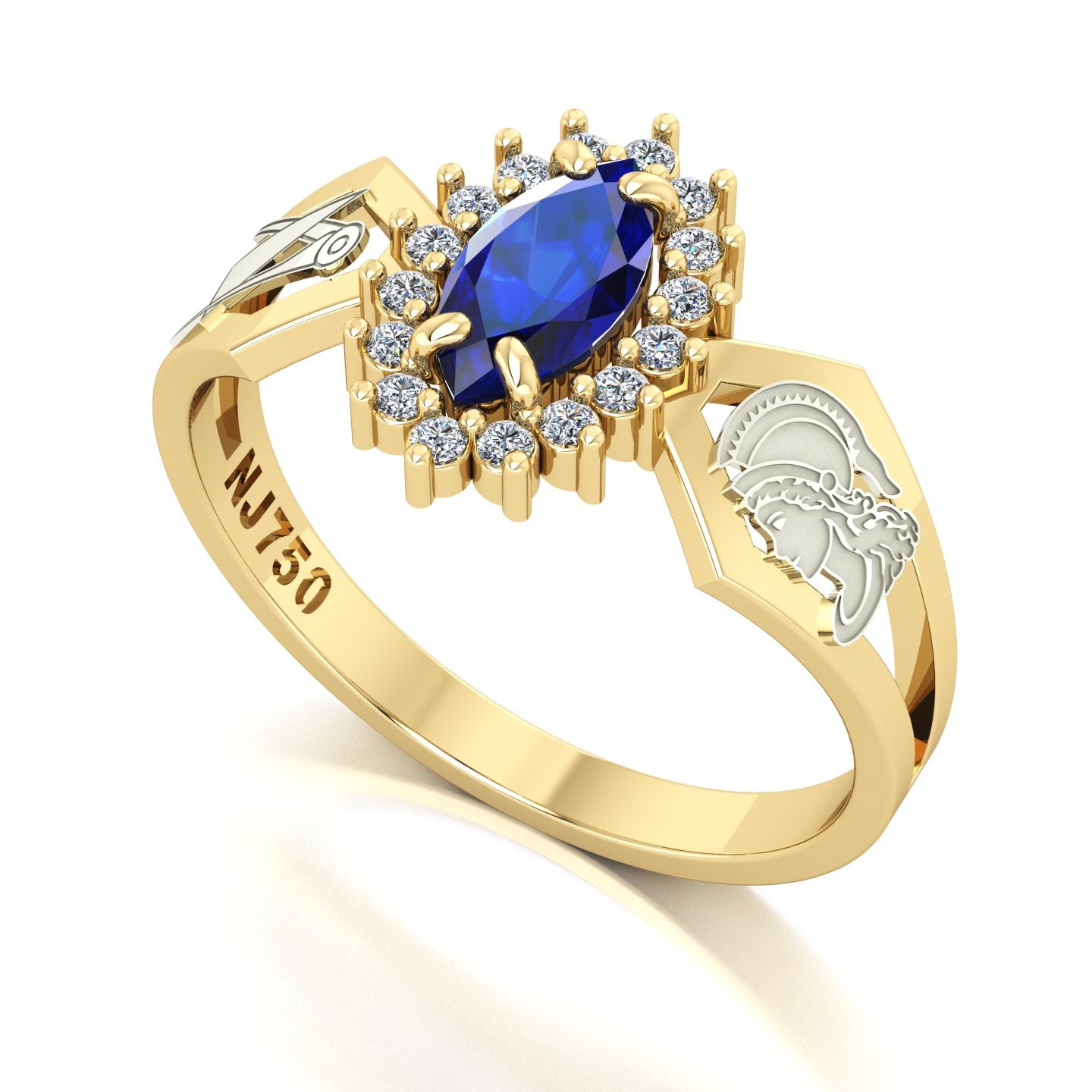 Anel de Formatura de Engenharia de Produção Lovely V Ouro 18k