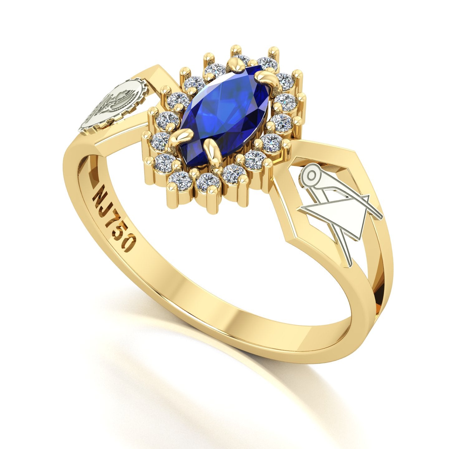 Anel de Formatura de Engenharia Civil Lovely V Ouro 18k