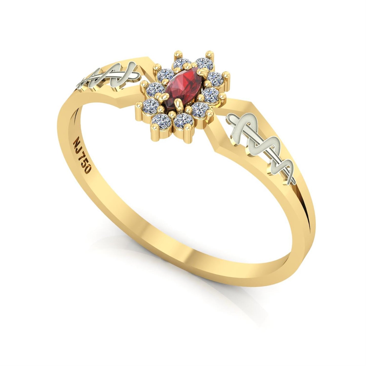 Anel de Formatura de Odontologia Lovely Ouro 18k