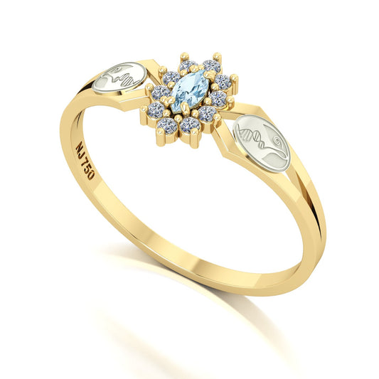 Anel de Formatura de Biologia Lovely Ouro 18k