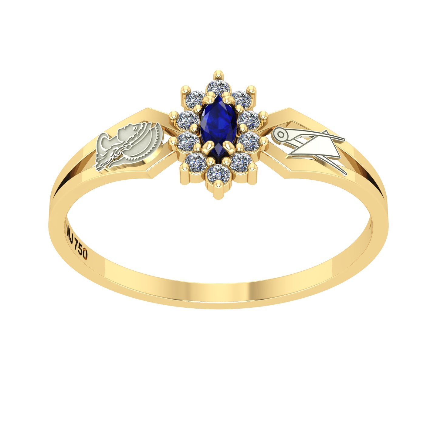 Anel de Formatura de Engenharia de Produção Lovely Ouro 18k