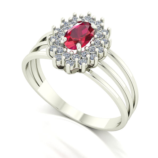 Anel Bright Ouro 18k Rubi e Diamantes Naturais