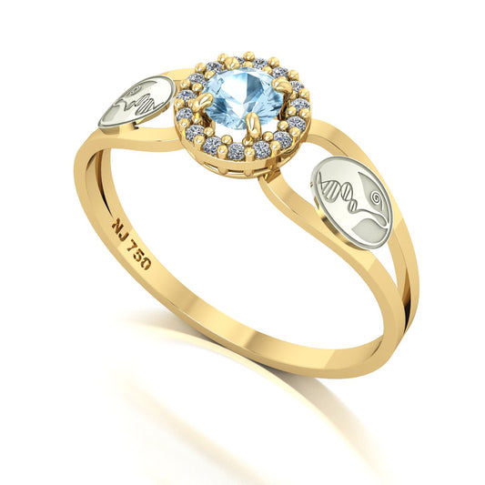 Anel de Formatura de Biologia Shiny Ouro 18k