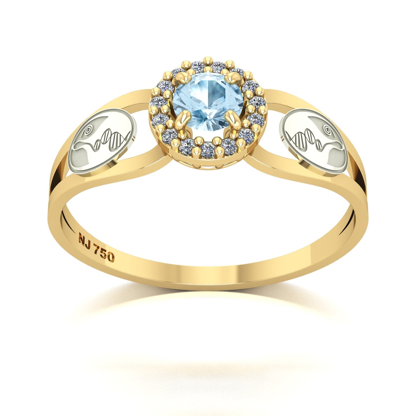 Anel de Formatura de Biologia Shiny Ouro 18k